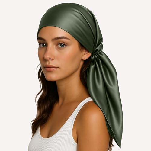 PoeticEHome Mulberry Silk Head Scarf 35"x35" - Solid Color 6A Grade Anti-Frizz Sleeping Hair Wrap, Growth Bandana, Gift Ready4