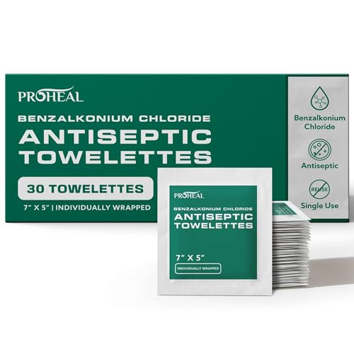 BZK Antiseptic Wipes 30 Count - 7x5 Individually Wrapped Benzalkonium Chloride Antiseptic Towelettes - Alcohol Free for Minor Cuts Scrapes Burns and More