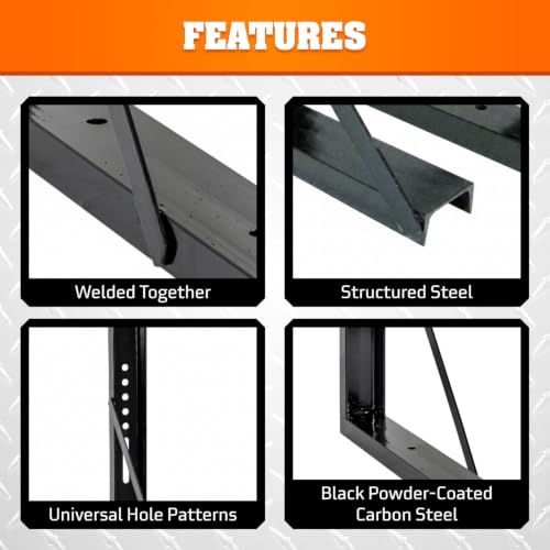 Image of Buyers Products 1701010 Heavy Duty Welded Structural Black Steel Mounting Brackets for Underbody Truck Tool Box, Set of 2, 18 inch x 24 inch, Corrosion Resistant, Universal Hole Pattern For Quick Mounting