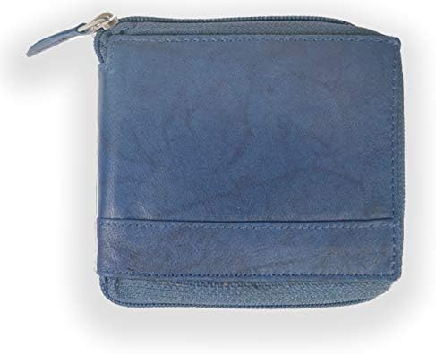 Men's Leather Zipper Wallet Zip Around Wallet Bifold Multi Card Holder Purse