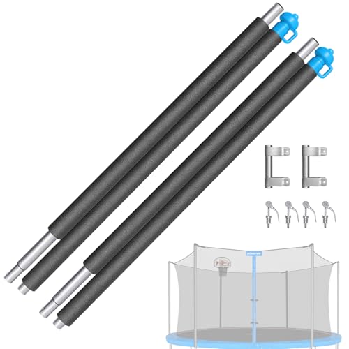 Trampoline Replacement Enclosure Poles with Clamp and Hardware Fits 10-16FT Straight Poles Trampoline (Can be Assembled by only one Adult)