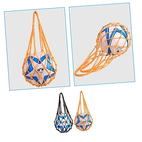 Abaodam 2Pcs Durable Mesh Ball Holder for Basketball Soccer Volleyball Football Lightweight Storage Net Bag for Easy Carrying Black Yellow
