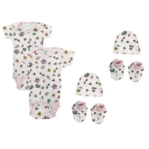 Bambini NC-0617 Newborn Baby Girl 6 Piece Layette Sets White & Pink