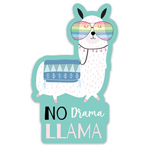 Stickeroonie Cute No Drama Llama Vinyl Sticker, Cool Water Resistant Sticker, 4” x 2.4” Size