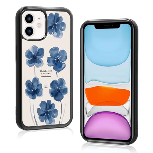 Coque iPhone 11 fleurs bleues en TPU premium antichoc