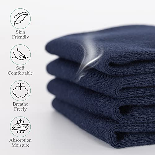 Athlemo Men's Bamboo Dress Premium Socks 4 Pack Crew Business Casual Breathable Sock Odorless Navy 10-13 #TOP3