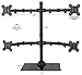 VIVO Black Adjustable Quad Monitor Desk Stand Mount, Free Standing Heavy Duty Glass Base, Holds 4 Screens up to 27 inches, STAND-V004FG