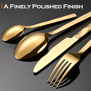 Gold Silverware Set, Luxury 30-Piece Flatware Set for 6, Cutlery Set Stainless Steel, Diamond Cut Pattern, Home, Wedding & Party, 18/10 Stainless Steel Tablewaret & Dishwasher Safe Utensils. Gold Silverware Set Luxury 30 Piece Flatware Set for 6 Cutlery Set Stainless Steel Diamond Cut Pattern Home Wedding Party 1810 Stainless Steel Tablewaret Dishwasher Safe Utensils