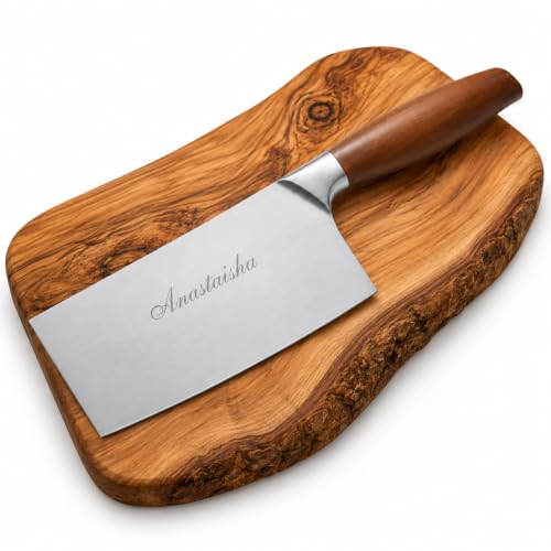 Image of Personalized Japanese Chef Knife with Custom Engraved Name to Give As House Warming and Culinary Gifts - 8 inch Professional Gyuto Knives - Couteau Chef Couteaux de Chef