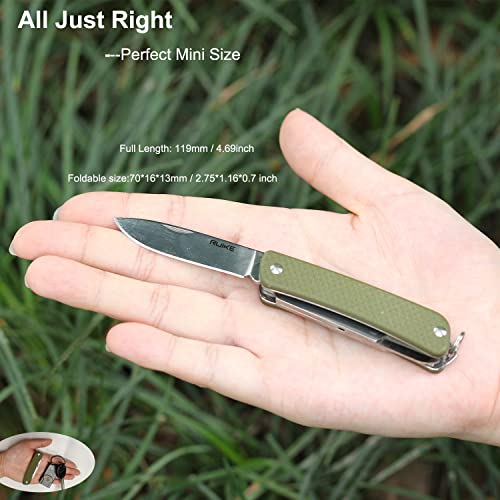 Image of Ruike Keychain Small Pocket Knife Multitool 6 in 1,12C27 Steel,G10,EDC Army