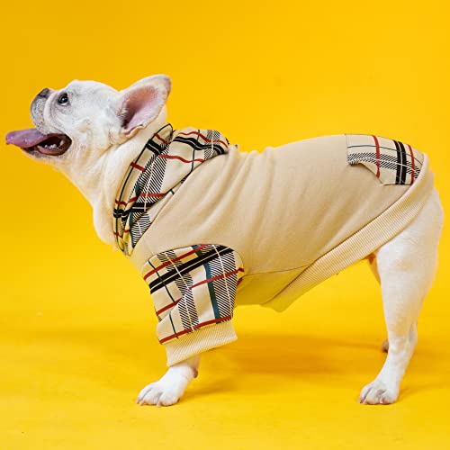 Pupteck Classic Plaid Dog Hoodie - Soft Warm Pet Sweaters Coats For Small Medium Dogs Indoor Outdoor Wear, Dog Winter Clothes With Hood And Pocket #TOP2