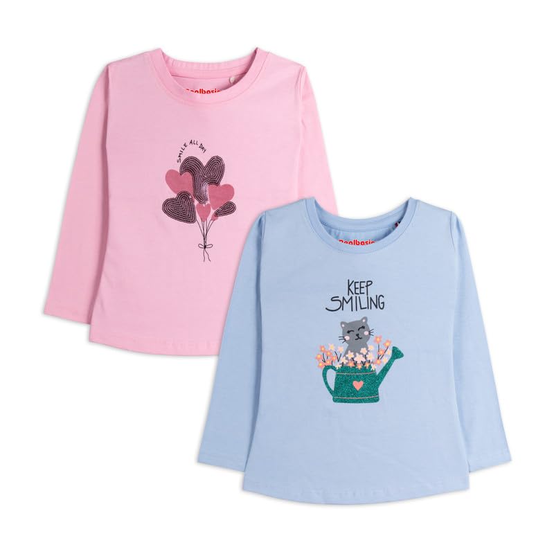 Image of Real Basics Girls Regular Fit Full Sleeves Tshirt (Pack of 2)