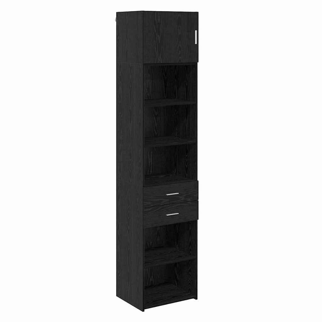 Highboard nero effetto rovere, 50 x 42,5 x 225 cm, in legno