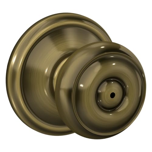 Image of SCHLAGE Georgian Bed /Bath Privacy Door Knob with Lock, Antique Brass
