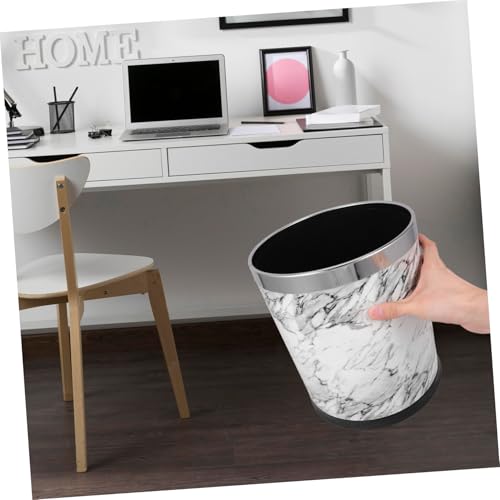 Caneca de basura rectangular sin tapa color blanco mármol miniatura 7