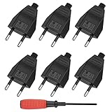 ZJRung Eurostecker Flach CE-Zertifizierung 6 Stück Euro Flachstecker Sicherheit ABS Stromstecker Flach 220V, 2.5A -Schwarz