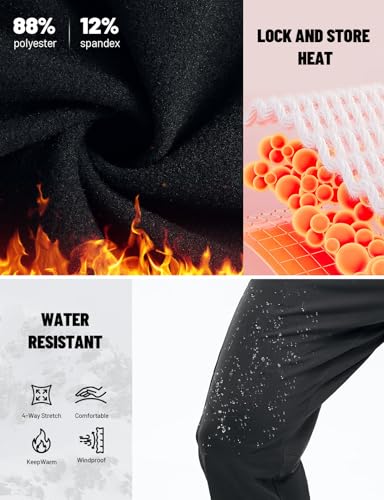 baleaf Men's Fleece Lined Pants Winter Open Bottom Sweatpants Thermal Athletic Pants with 3 Pockets3