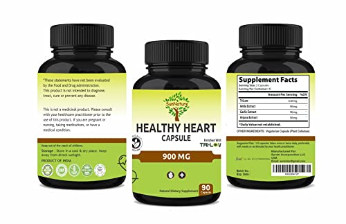 Sunnature Healthy Heart Health Supplement For Cholesterol, Blood Pressure, Healthy Heart Function Support & Immune Support | Tri Low, Amla Extract, Garlic Extract, Arjuna Extract | 90 Capsules #TOP3