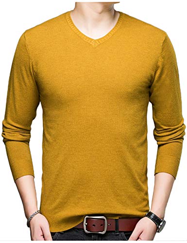 HaoMay Men's Slim Fit V Neck Pullovers Cashmere Knitted Sweater Jumper