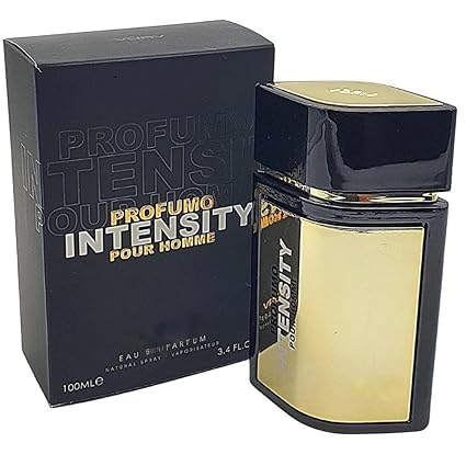 Profumo Intensity Pour Homme Eau de Parfum, Natural Spray, Gold and Black, 3.4 Fl Oz, 100ml