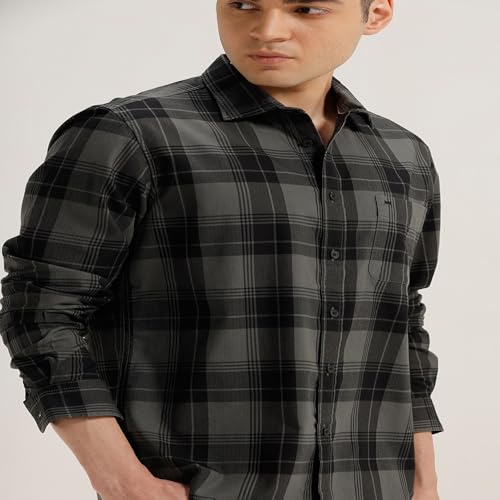 Image of BASICS 100% Cotton Checked Shirt for Men | Slim Fit | Everyday Smart Casual Wear | Full Sleeve
