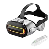 VR-Headset für Handy, Virtual-Reality-3D-Brille mit Controller für iOS, immersives Erlebnis für Spiele, Filme, Schwarz (Weiß)