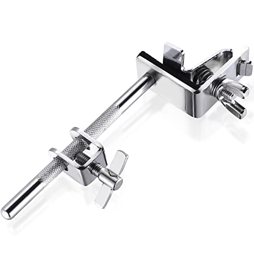 Facmogu Silver Cowbell Clamp, Adjustable Standard Drum Cowbell Mount For Bass Drum Hoop Up Or Down Adjustment, Cowbell Holder Percussion Accessory With Parallel Action Jaws For Drummer Drum Hardware #TOP1