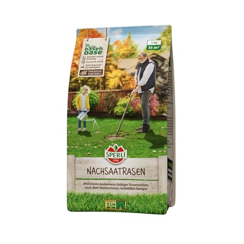 SPERLI RSM 3.2 1 kg per 35 m² – Semi di prato, semi di erba a germinazione rapida – Semi avvolti in modo ecologico, elevata capacità rigenerativa per prati infortunati nella coltivazione dei semi