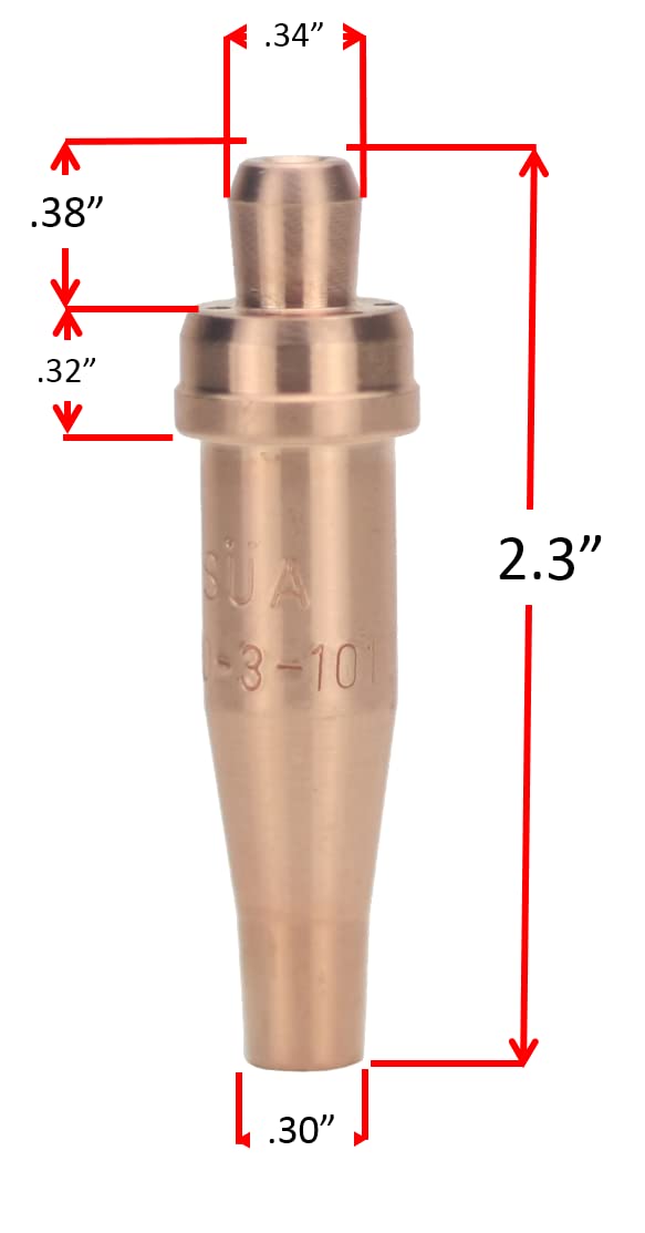 SÜA® - (3 PACK) SÜA® - 3-101 Acetylene Cutting Tip - Compatible with Victor Torches. Sizes: 000, 00, and 0 (SMALL TIP SERIES)