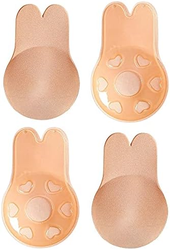 2 Pairs Sticky Bra Adhesive Invisible Bra, Strapless Backless Reusable Push Up Medium Breast Lift Nipple Covers for Women·2 pairs