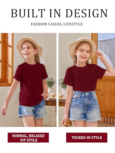 Image of Girls Short Sleeve T Shirts Kids Summer Tops Crewneck Tees 5-14 Years