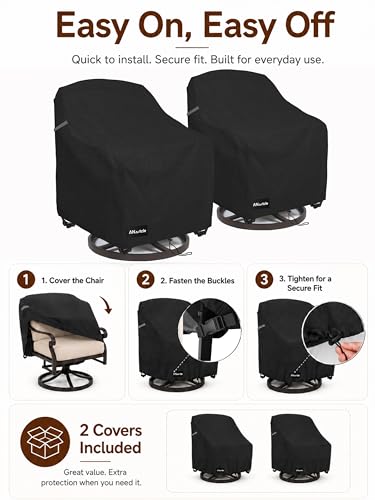Image of ANartcle Swivel Patio Chair Covers 2 Pack,Waterproof Heavy Duty Outdoor Chair Covers,Patio Swivel Chair Covers for Outdoor Furniture (30 W x 34 D x 38.5 H inches)Black.