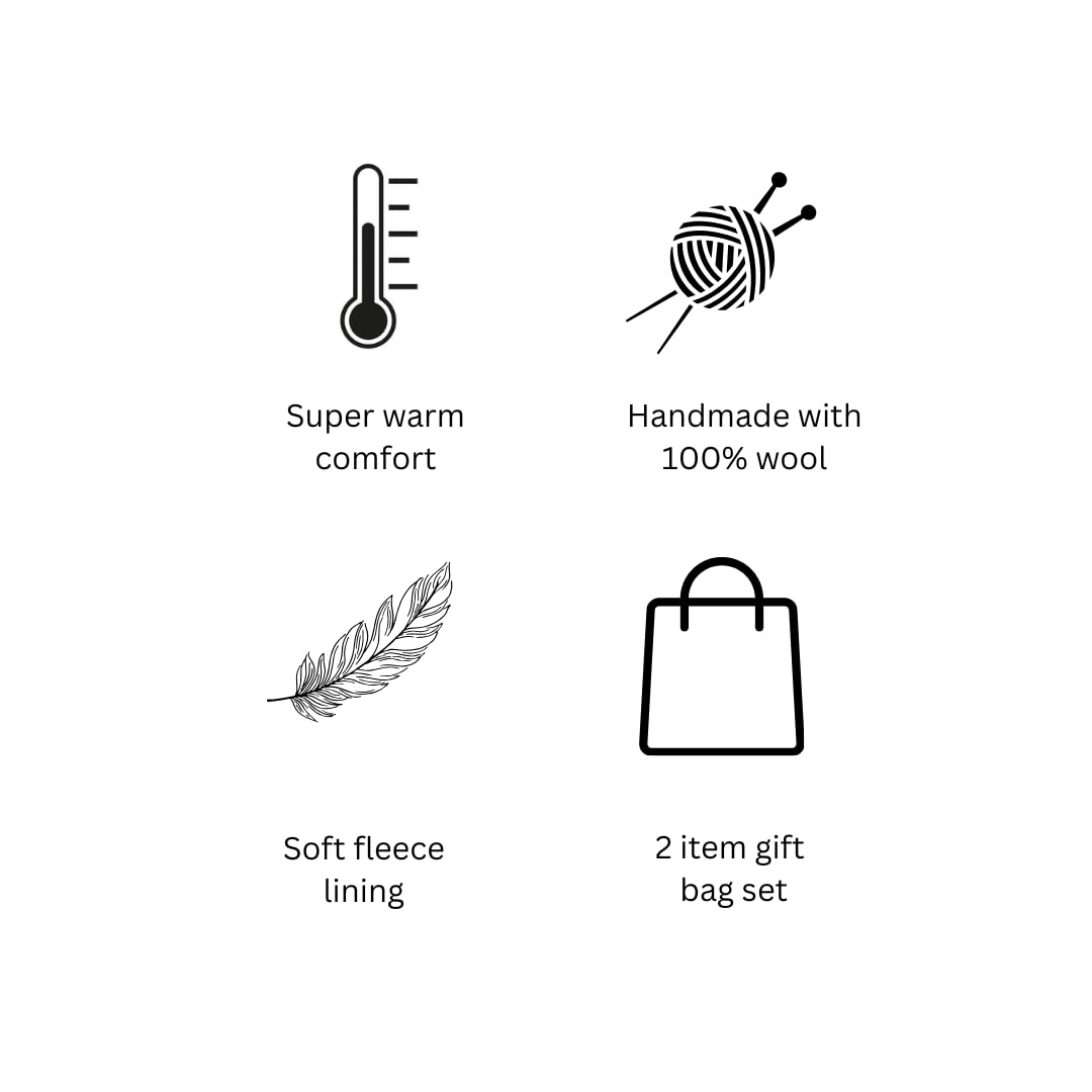 Pachamama Damen Wollmütze mit Bommelmütze und Hand-/Handgelenkwärmer, 2 Stück, Geschenk-Set, mit Fleece gefüttert, handgestrickt, Punkte, Streifen, mehrfarbig, Einheitsgröße, handgefertigt, extra warm