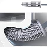 BH | Silicone Toilet Brush and Holder Set | 2-Pack | Grey | Deep Cleaning | Long Handle | Durable and Flexible TPR Bristles | Wall Mounted Toilet Bowl Brush for Bathroom Cleaning - by BEST HOUSE - Image 4