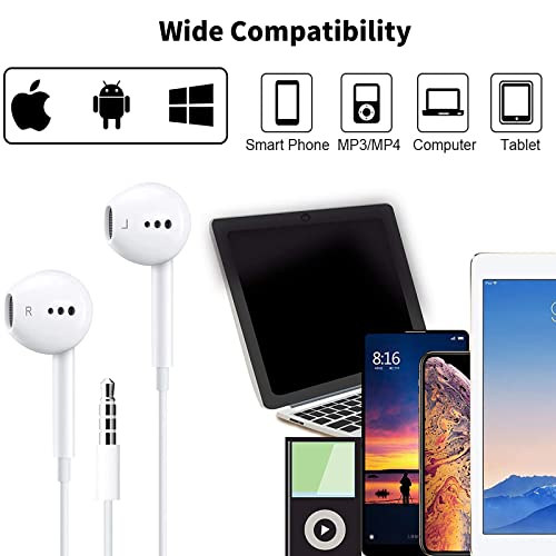 2 Packs Apple Wired Headphones Earbuds With Microphone,In-Ear Earphones Volume Control[Apple Mfi Certified] Headphones Compatible With Iphone/Ipad/Android/Computer And Other 3.5Mm Jack Devices #TOP5