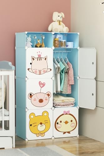 Image of Owme Closet for Clothe DIY Plastic Rack - Side Hanger, Storage for Home | with Mist Humidifier with Remote Controller, Shelf Storage Cabinet Stand, Auto Open & Close for Rain and Sun (Pink, 6+2 Door)