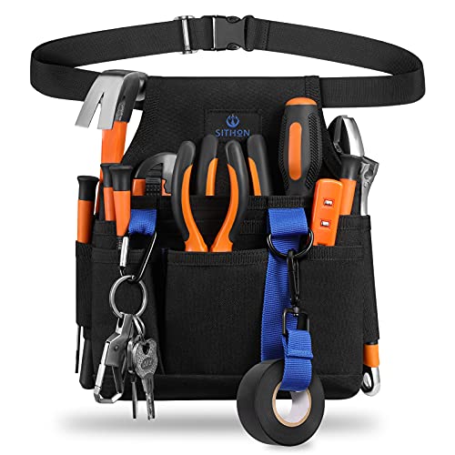 SITHON Bolsa de Electricista con Cinturon Ajustable, Porta Organizador de Herramientas para Técnico de Mantenimiento, Constructor,Negro Cover
