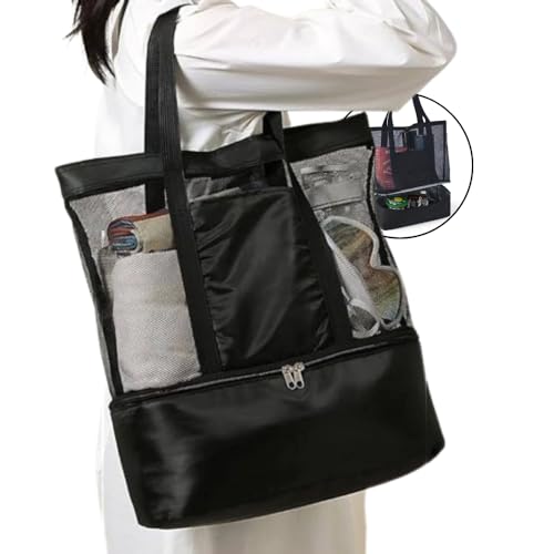 Bolsa de Praia com Compartimento Térmico Impermeável – Bolsa de Tela para Praia, Piscina, Piquinique e Compras - Shop100