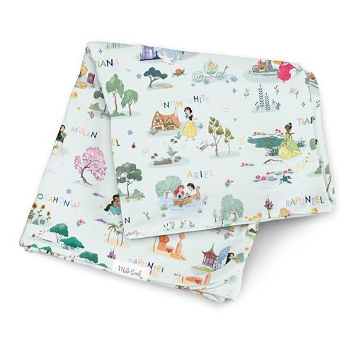 Image of Milk Snob Disney Enchanted Kingdoms Baby Girl Swaddle Blanket, Soft Receiving, Security Bed and Play Blanket, Toddler and Infant Baby Bedding Registry and Shower Gifts, Newborn Essentials, 35x35