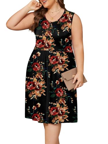 Image of DB MOON Womens 2026 Plus Size Tank Dresses Sleeveless Knee Length Sundress with Pockets
