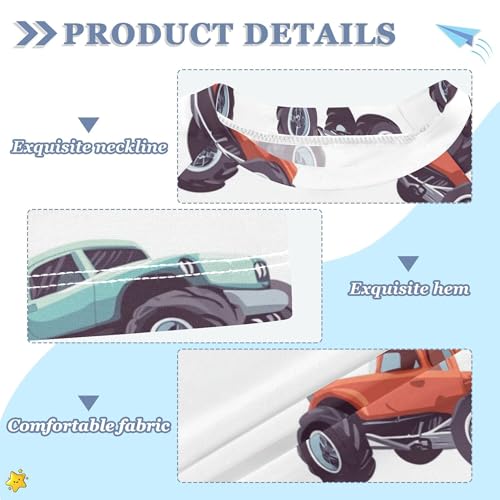 Cartoon Truck Cars White Girls Bathing Suit UV Protection Football Shirt Swimwear Beach Tops 3T3