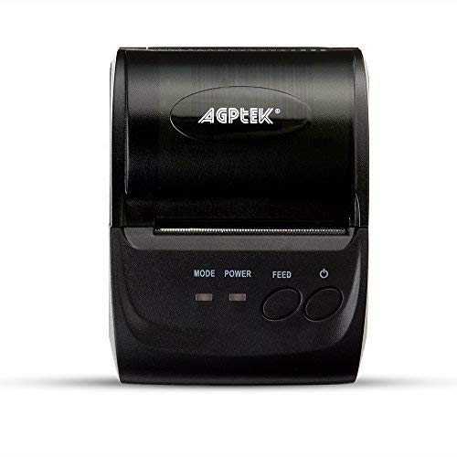 AGPtek Thermal Receipt Printer, Impact Bluetooth/USB Wireless Mobile POS Receipt Printer for PC, Android, Iphone, Ipad - 58mm, Power by Rechargeable Battery