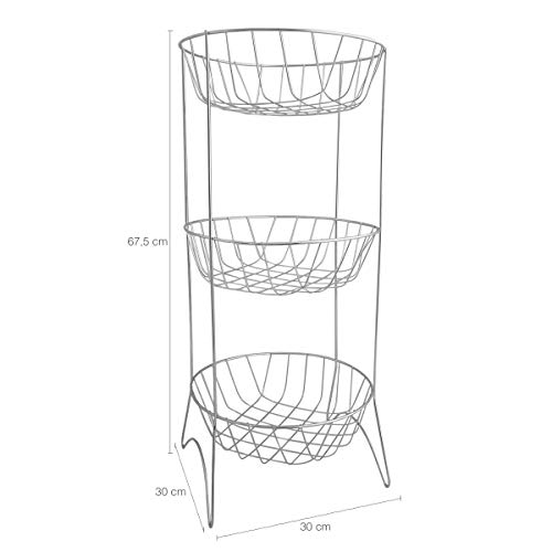 Fruteira Legumeira De Chão 3 Cestos Cozinha Cromada Redonda