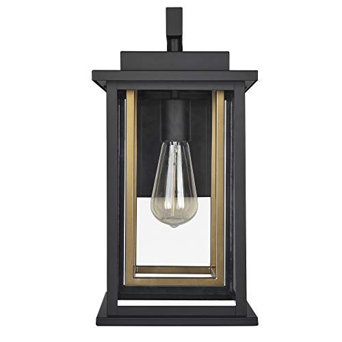 Image of Design House Hayward 1-Light Indoor /Outdoor Wall Light with Clear Glass, Dimmable, Black and Gold Finish - Design House, 588707-BGD