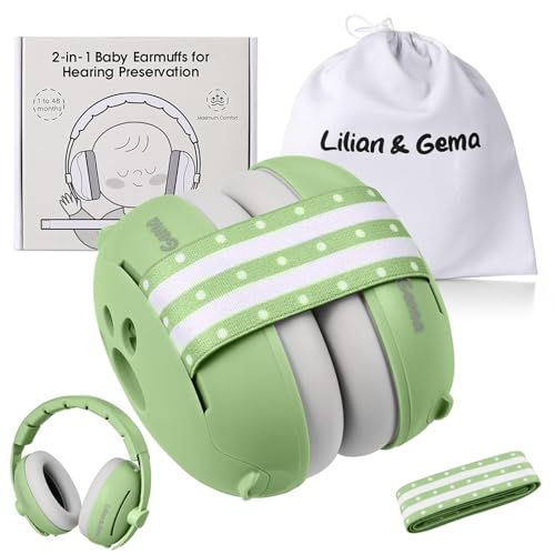 Generico 2 in 1 Cuffie Neonato Antirumore -25dB,Protettori acustici per neonati, archetto regolabile, antiscivolo e antistress, protezione acustica ideale per neonati fino a 48 mesi