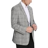 Teemlanny Men's Plaid Sport Coat Classic Fit Stretch Blazer Jacket 2 Button Business Casual Suit Jacket for Men,Big and Tall Light Grey