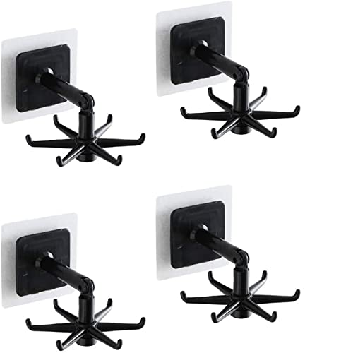 4 ganchos plegables giratorios de 360 grados, ganchos de pared autoadhesivos para puertas, armarios o cocina, ahorro de espacio y diseño duradero
