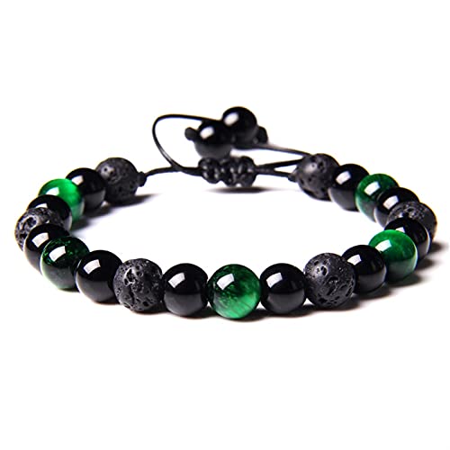 Bracelet en pierre naturelle oeil de tigre réglable pour le style quotidien des hommes