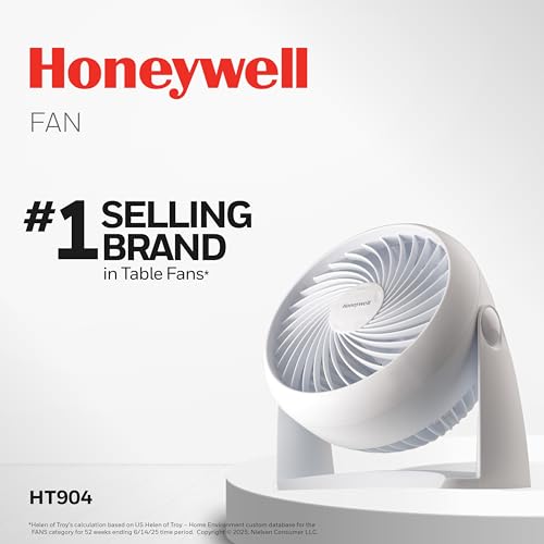 Honeywell TurboForce Air Circulator, Small Tabletop Fan, Quiet Personal Fan for Home or Office, 3 Speeds, 90 Degree Pivoting Head, White, HT-904 - Image 2