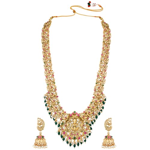 Image of Peora Gold Plated Bridal Jewellery Set with Kamarband Gift for Women Indian Traditional Ethnic Wedding